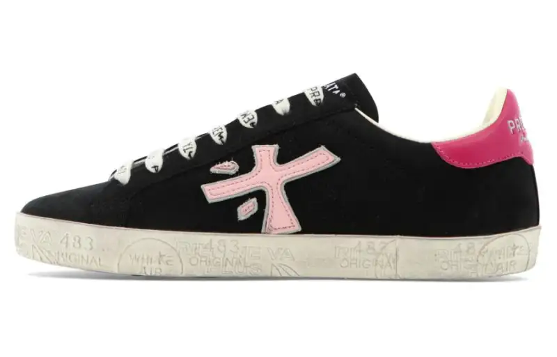 PREMIATA Leather Abrasion Resistant Low top Skateboard Shoes Women's Black
