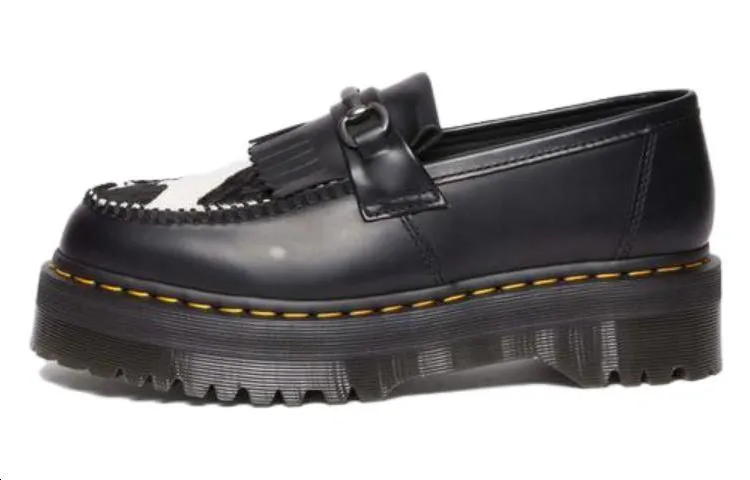 Dr. Martens Dr.Martens Adrian Snaffle Hair On & Leather Cow Print Kiltie Loafers 'Black' Women's