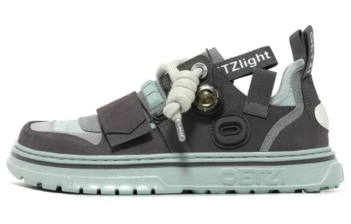 OETZI Cow Suede Low top Skateboard Shoes Men's Coffee & Gray Blue
