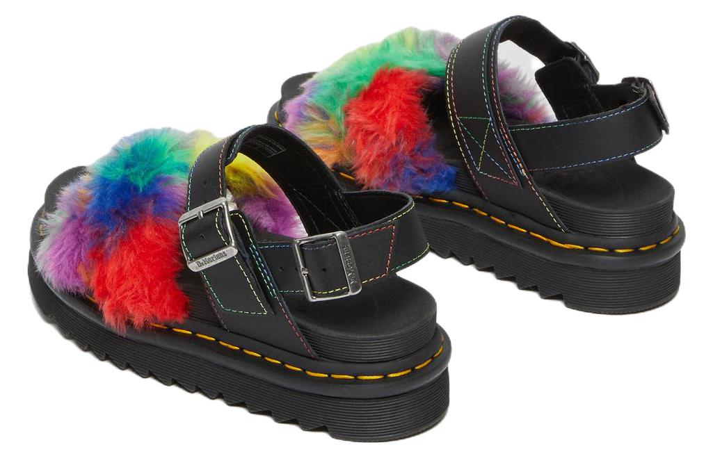 Dr.Martens Leather, Textile Platform Slippers Women's Black