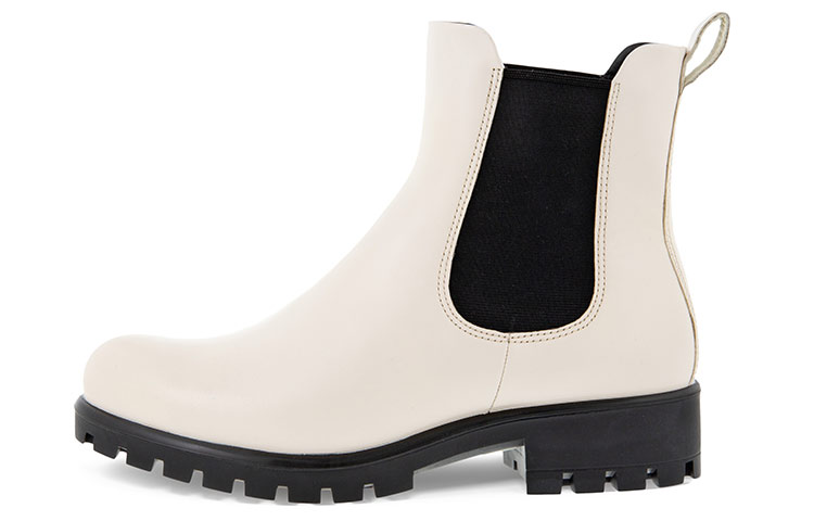 Ecco Modtray Top Grain Cow Leather Short Chelsea Boots Women's Limestone White