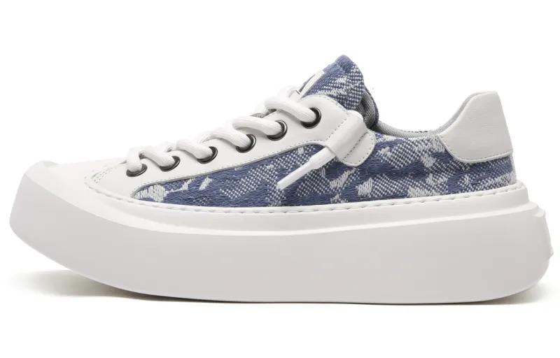 Anthony Miles Cow Leather Stylish Skateboarding Shoes Men's White Blue