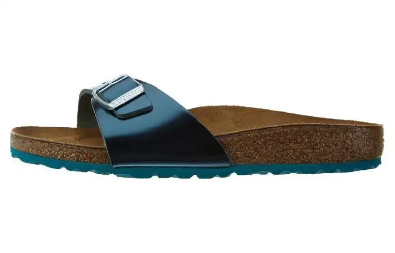 Birkenstock Leather Slide Slippers Women's Blue