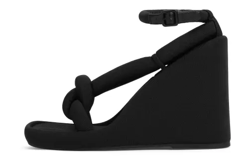 CHARLES&KEITH Small Ck Fabric One Strap Sandals 10.2cm Women's BLACK TEXTURED Black Textured/Chalk White