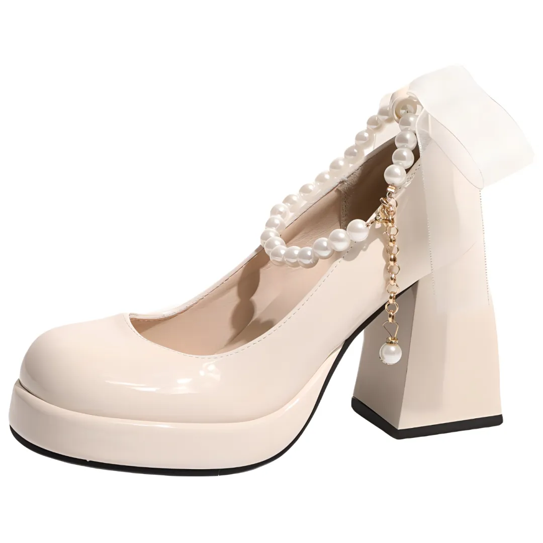 LXVB Ballet Flats Pu Chunky Heel High Heels 9cm Women's