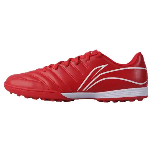 Li Ning Slip Resistant, Abrasion Resistant, Lightweight Soccer Shoes Unisex Vermilion