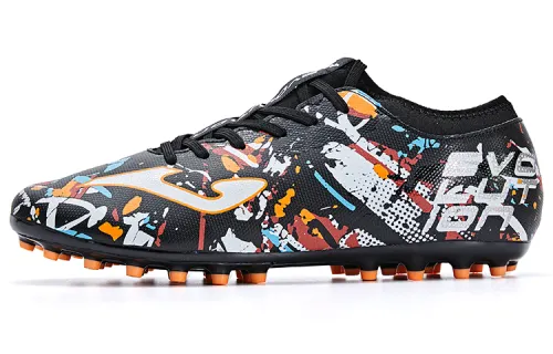 Joma Evolution MG Multi Ground Composite Material Slip Resistant Abrasion Resistant Soccer Shoes Men's Black Gray