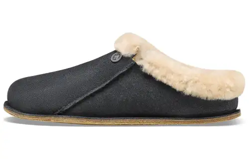 Birkenstock Suede Closed Toe Slippers Unisex Midnight Blue Narrow