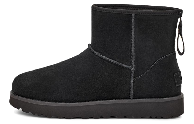 UGG Classic Mini Logo Zip Comfortable and Warm Outdoor Leisure Velvet Zipper Snow Boots Women's Black
