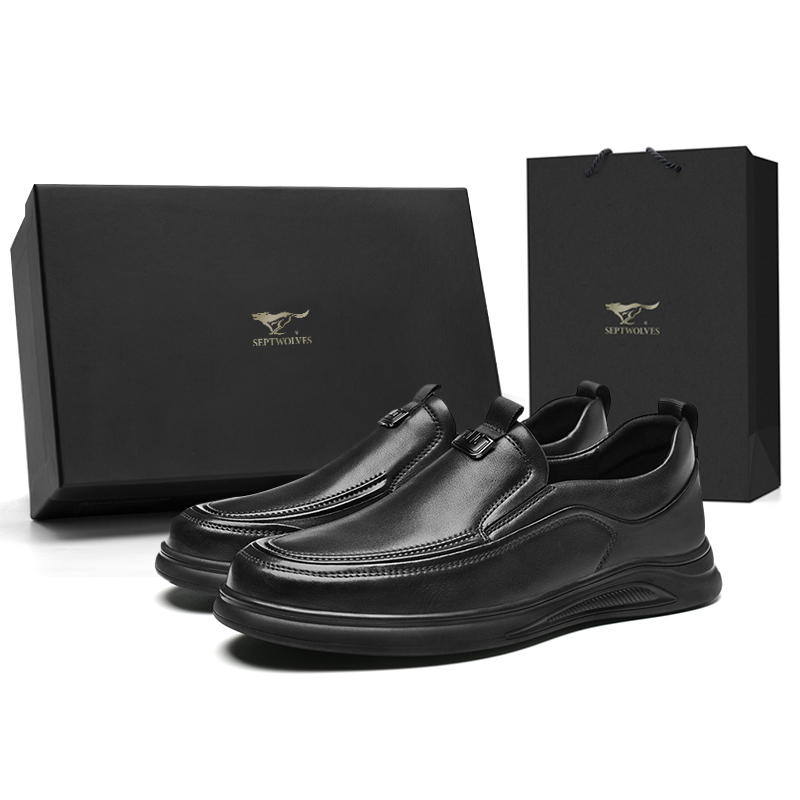 Septwolves, classic retro universal comfortable non-slip wear-resistant casual shoes English style made of soft leather for work and office, cowhide, British style, soft sole, high-quality style, easy to put on
