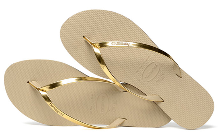 Havaianas Rubber Sole Abrasion Resistant Flip Flops Women's Light Brown