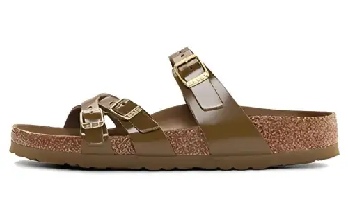 Birkenstock Leather Slide Slippers Women's Mud Green Regular