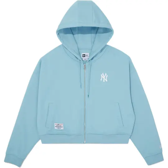 New Era SS26 Год Лошади Новогодняя серия MLB New York Yankees короткий кардиган с капюшоном на молнии с вышитыми буквами логотипа вязаная американская толстовка с открытыми плечами и длинными рукавами для женщин