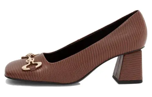 CHARLES&KEITH Chunky Heel High Heels Women's Brown
