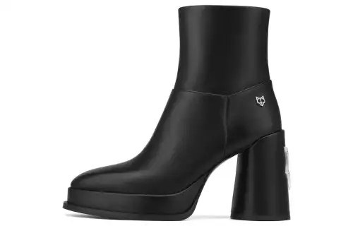 Naked Wolfe Crush Leather Ankle Boots 10cm Women's Black