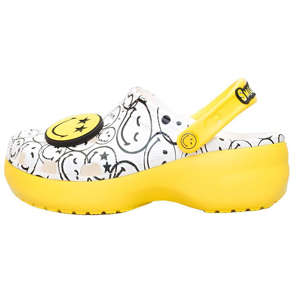 Crocs X Smiley World Charm Classic Platform Clogs 'Yellow White' Women's