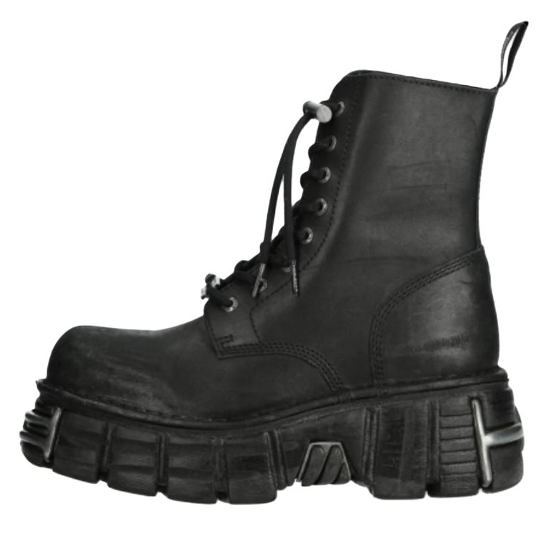 NEW ROCK Cow Leather Comfortable Ankle Boots 4cm Unisex Black