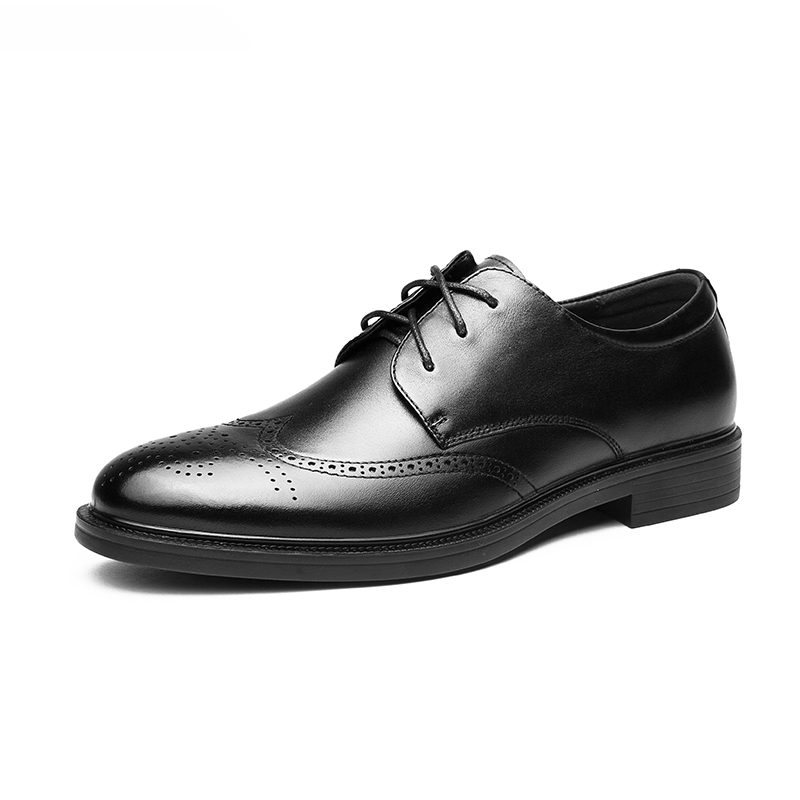AOKANG first-layer cowhide, fashionable British style brogue carving, formal leather shoes, men's style