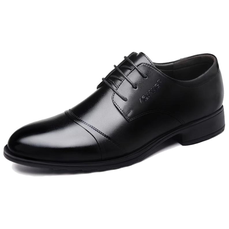 AOKANG inner height increasing shoes cow leather three-joint genuine leather wedding derby 6CM fashionable comfortable versatile casual business summer formal leather shoes men's black brown