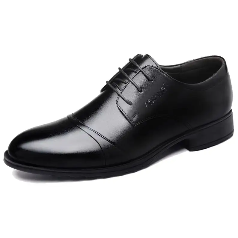 AOKANG inner height increasing shoes cow leather three-joint genuine leather wedding derby 6CM fashionable comfortable versatile casual business summer formal leather shoes men's black brown