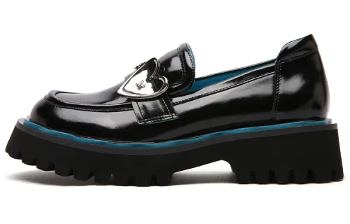 PACO GIL Top Grain Cow Leather Platform Shoes Women's Black