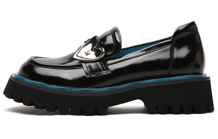 PACO GIL Top Grain Cow Leather Platform Shoes Women's Black