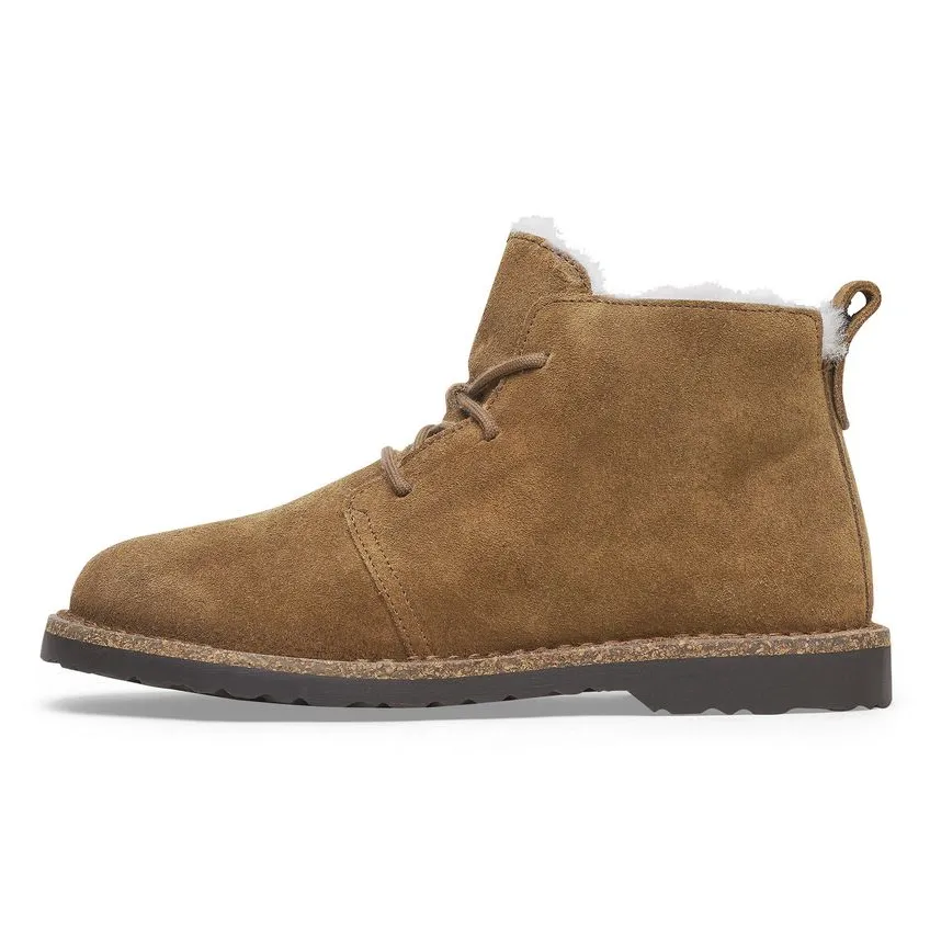 Birkenstock Uppsala Mid Shearling Suede Short Combat Boots Women's Tea Brown Narrow