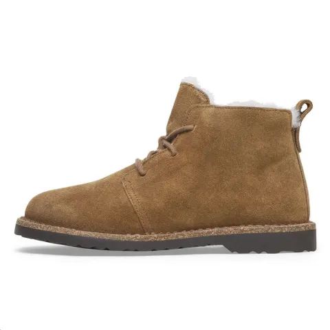 Birkenstock Uppsala Mid Shearling Suede Short Combat Boots Women's Tea Brown Narrow