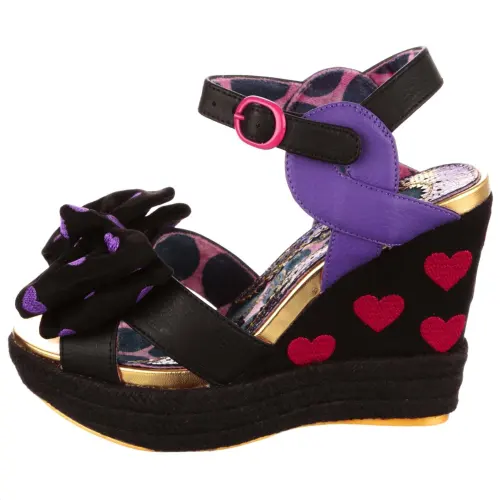 IRREGULAR CHOICE Pu Comfortable One Strap Sandals Women's Black Purple