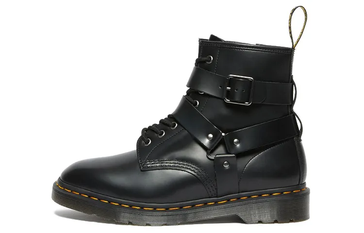 Dr.Martens Cristofor Leather Short Combat Boots Unisex Black