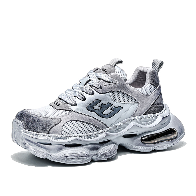 MOERBAI Top Grain Cow Leather Height Increasing Rebound Height Increasing Rebound Low top Air Cushion Running Shoes