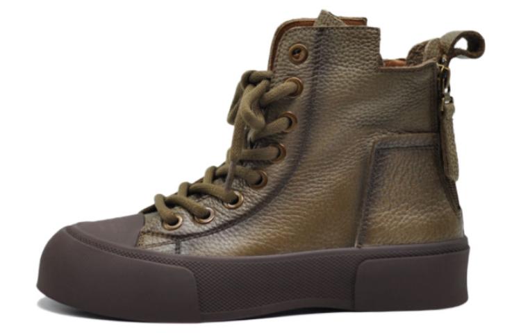 ARTMU First-layer cowhide retro casual lace-up thick-soled Martin boots for women