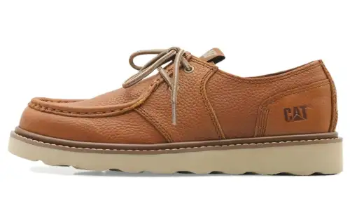 CAT Fused Slip On Leather Slip Resistant Abrasion Resistant Low top Sports Casual Shoes Brown