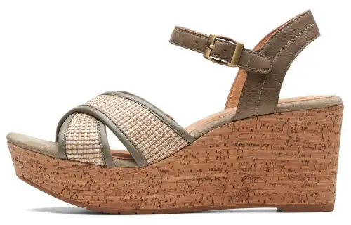 Clarks Leather One Strap Sandals Women's Green