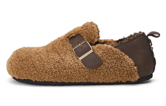 Joy&Mario Birkenstock Style Fleece Lined, Outerwear Slip on Fleece Shoes, Comfortable And Versatile Thermal Lightweight