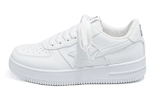 PAUL FRANK Synthetic Leather Slip Resistant Low top Skateboard Shoes Unisex White