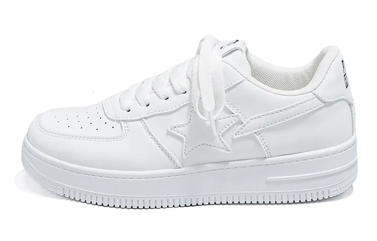 PAUL FRANK Synthetic Leather Slip Resistant Low top Skateboard Shoes Unisex White