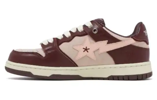 A BATHING APE SK8 STA Lightweight Low top Skateboard Shoes Women's Burgundy