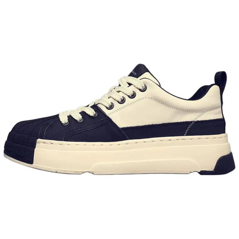 JANE HARLOW Top Grain Cow Leather Lightweight Low top Skateboard Shoes Men's Black