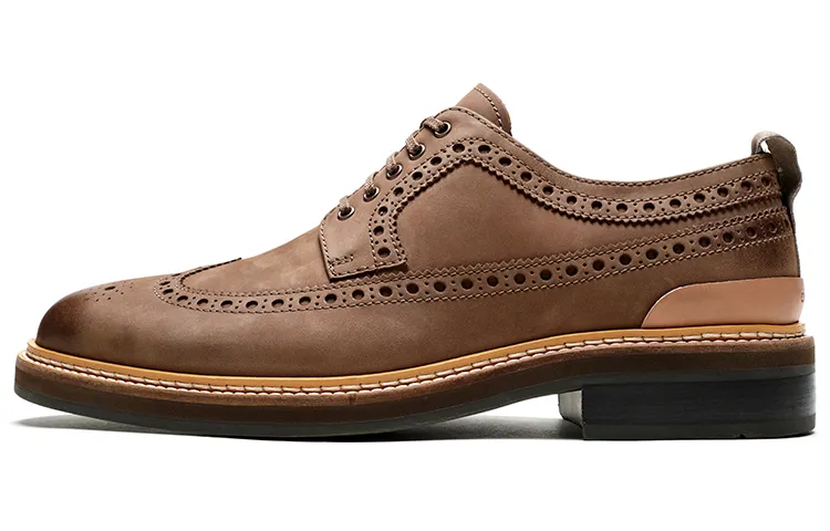 COLE HAAN Gehan cow leather brogue British carved retro formal wear for workplace commuting casual leather shoes men's brown