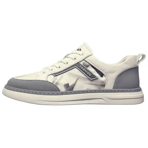 JANE HARLOW Textile, Synthetic Leather Lightweight And Breathable Low top Skateboard Shoes Men's White Gray