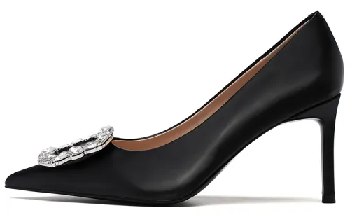 PACO GIL Cow Leather Slim Heel High Heels 7cm Women's Black