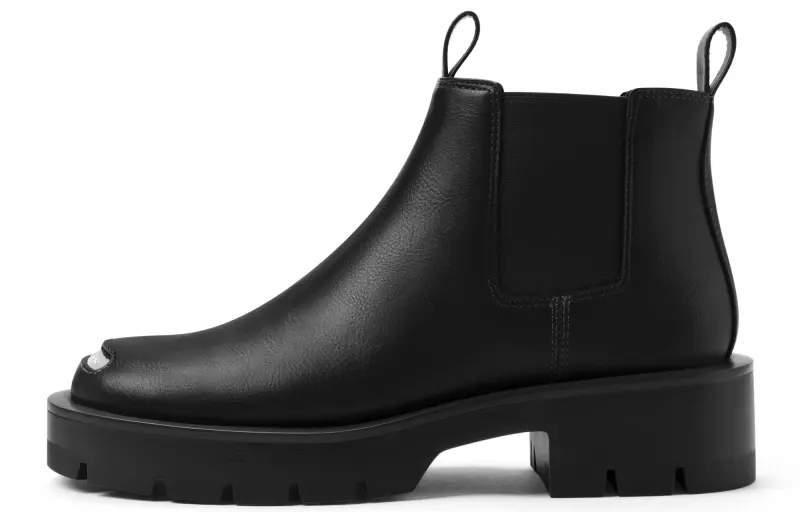 CHARLES&KEITH PU fashionable metal round toe thick sole short-leg Chelsea boots 4.3cm women's style