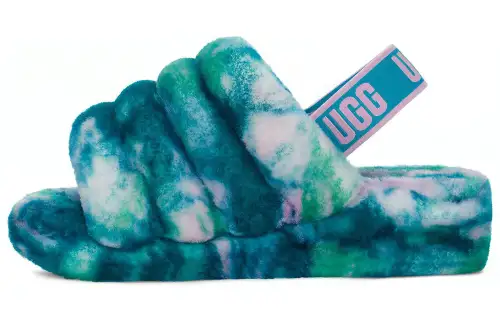UGG FLUFF YEAH Slide Marble Fashion Slippers Women's Vintage Green