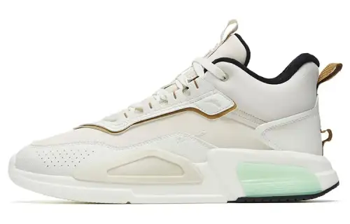 Anta Rubik's Cube 4 Slip Resistant Abrasion Resistant Mid top Sports Casual Shoes White Gray Green