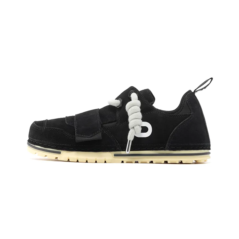 OETZI Ice Man Oz Cow Split Leather Stylish Skateboarding Shoes Unisex Black