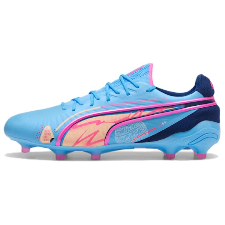 PUMA King Ultimate FG Firm Ground Artificial Turf Abrasion Resistant Soccer Shoes Men’s Blue Pink