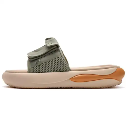 FILA FUSION ZIP UP Quiet Slide Slippers Men's Gray Green Platform