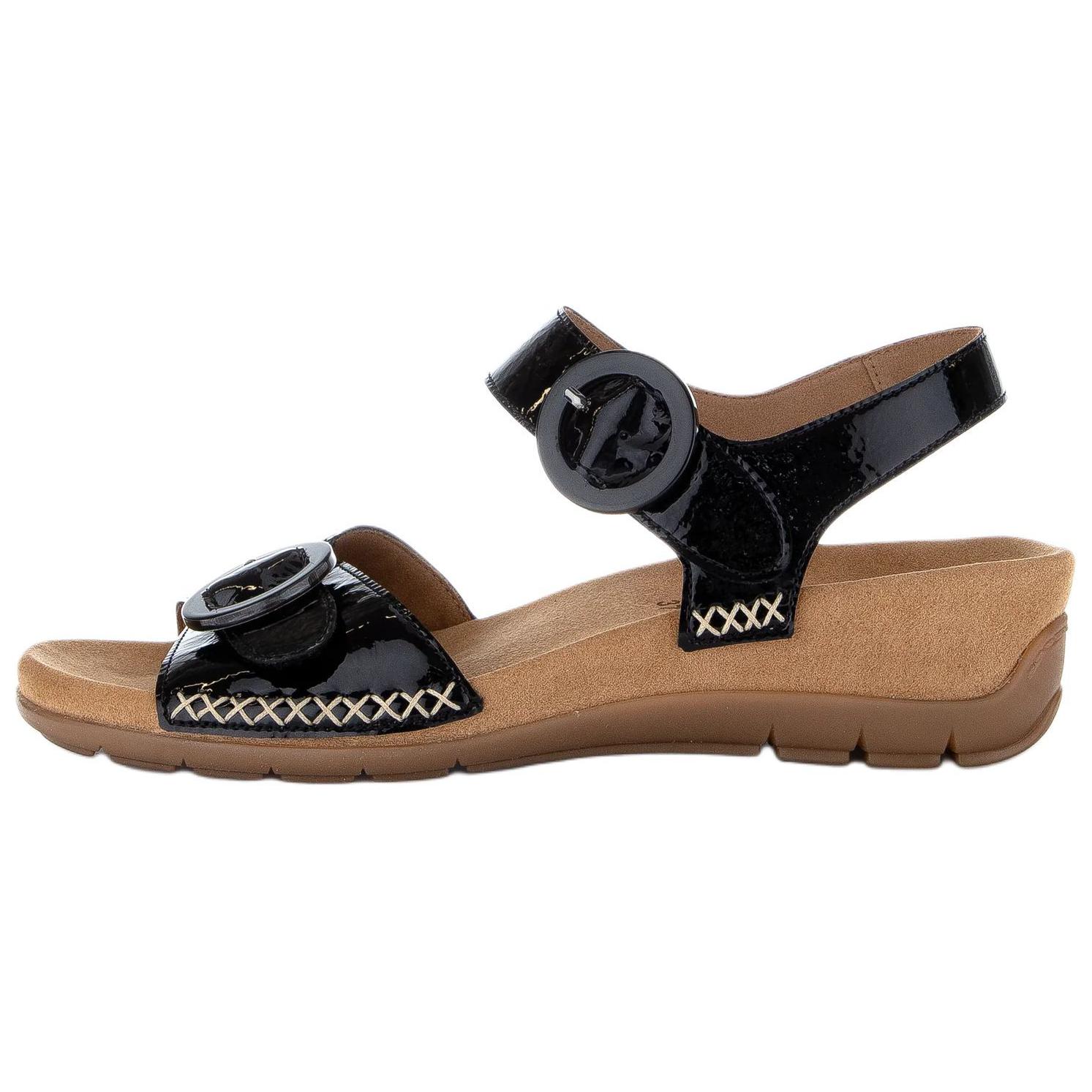 Gabor Patent Leather One Strap Sandals 2cm Women's Black