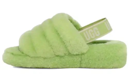 UGG FLUFF YEAH Shearling Fuzzy Slippers Women's Green